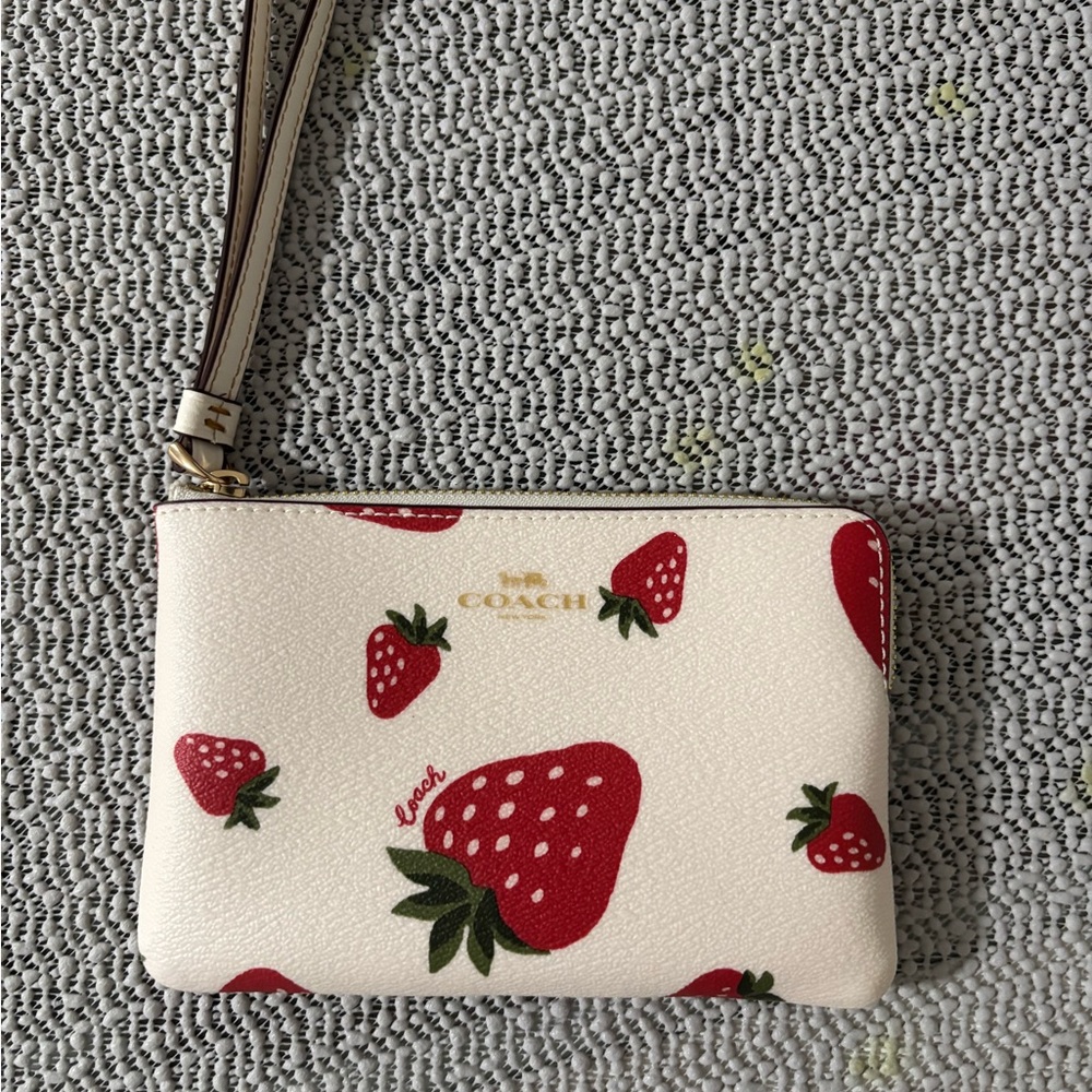 Coach Strawberry Print Wristlet
